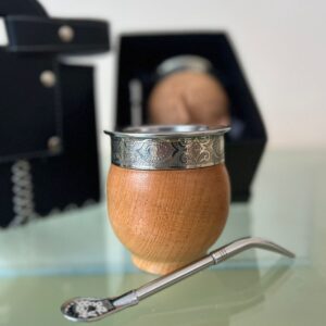 Mate De Algarrobo Virola De Alpaca + Bombilla De Acero