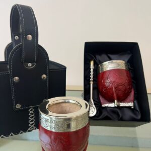 Mate Imperial Floreado Borravino Base De Alpaca+ Bombillla De Acero