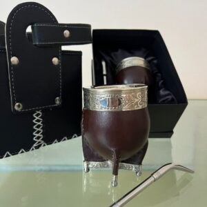 Mate Imperial Liso Marrón Base De Alpaca + Bombilla De Acero